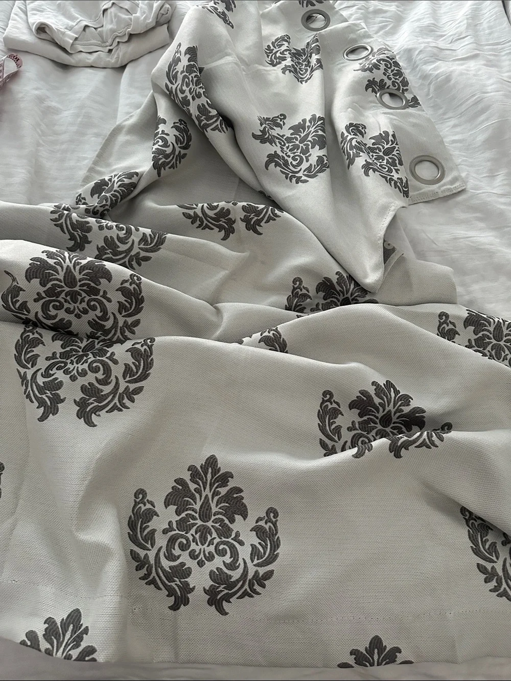 Duck River Textiles Luxurious De Luxe Gray Damask Grommet Curtains 2 Panel Set